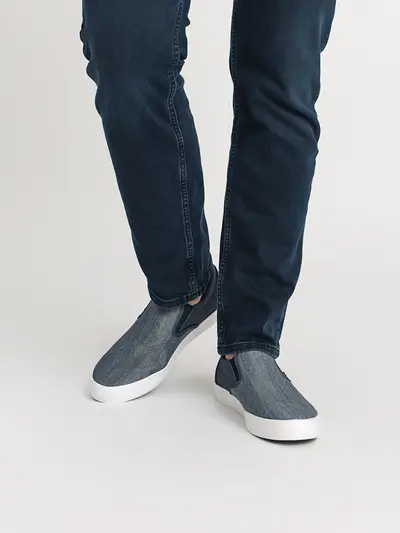 Слипоны синие текстильные из денима